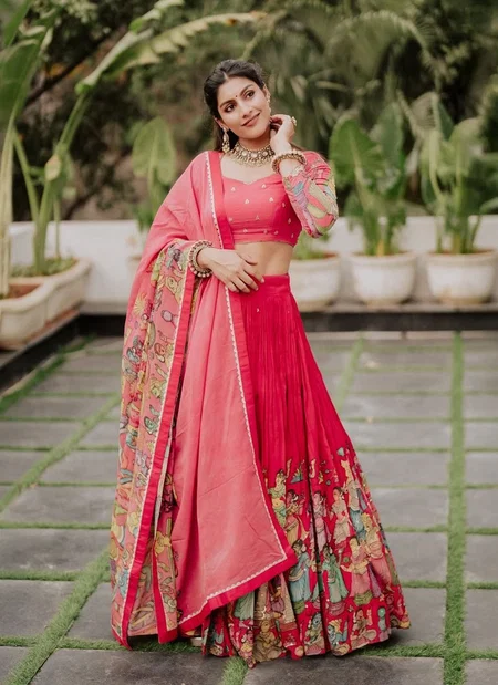 PC 535 Cotton With Kalamkari Print Lehenga With Choli Dupatta Bulk Orders In India
